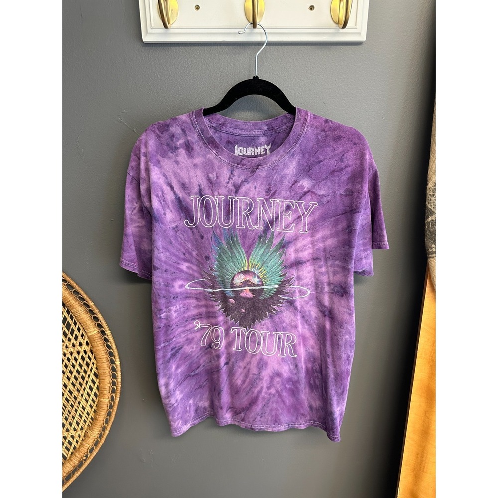 Journey Shirt Mens L Purple Tie Dye 79 Tour Band Rock Graphic Concert Tee